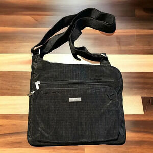 Baggallini Women Black Hip Crossbody Bag Purse Messenger Nylon Pockets Organizer